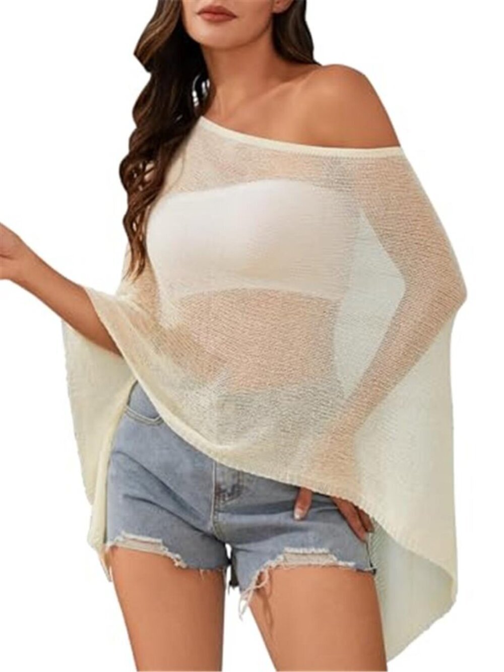 Off The Shoulder Sheer Vacation Summer Beach Cover Up Top